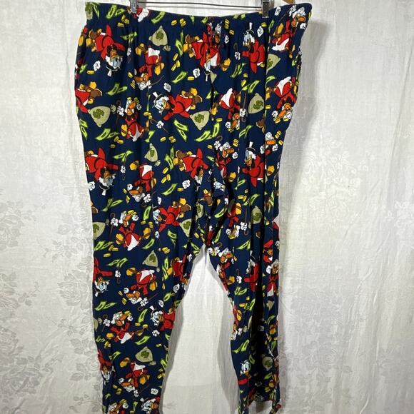Disney Flannel Pants 4XL TALL Navy Scrooge McDuck Pockets Duck Sleep Villians - Picture 1 of 13